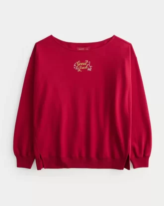 Ylisuuri off-the-shoulder Lunar New Year Graafinen collegepaita