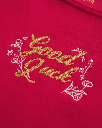 Ylisuuri off-the-shoulder Lunar New Year Graafinen collegepaita