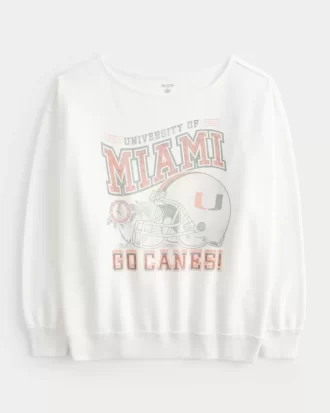 Ylisuuri Off-the-Shoulder University of Miami Graphic collegepaita