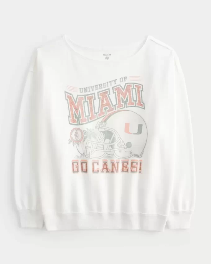 Ylisuuri Off-the-Shoulder University of Miami Graphic collegepaita