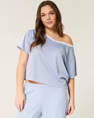 Ylisuuri off-the-shoulder Varsity Graphic Jersey
