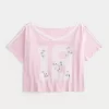 Ylisuuri off-the-shoulder Varsity -kukkagrafiikkapaita Ylisuuri off-the-shoulder Varsity -kukkagrafiikkapaita