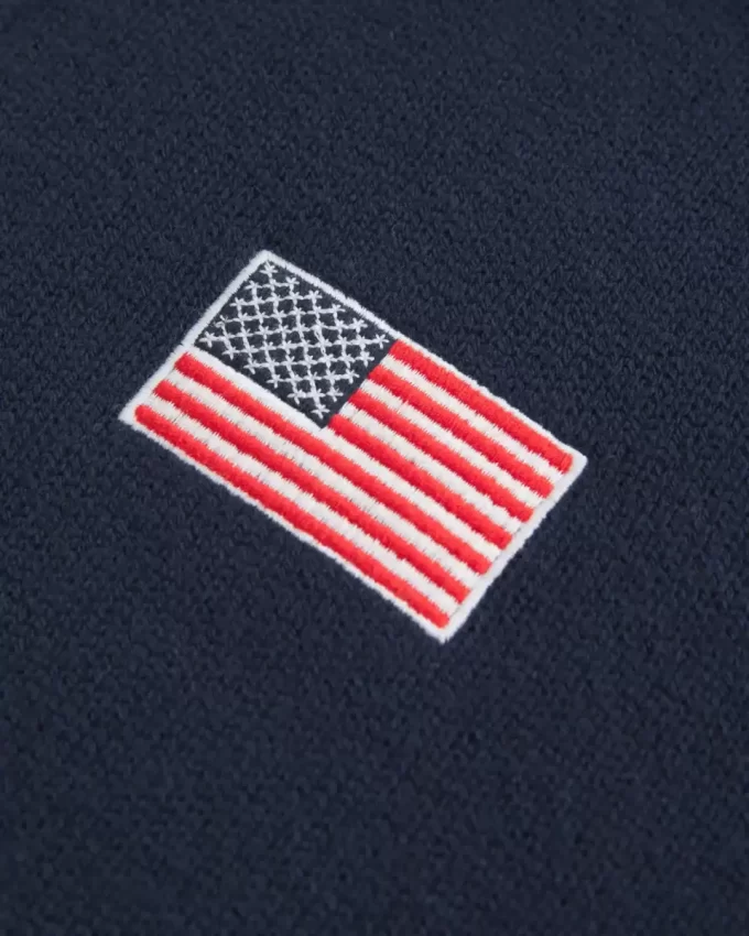 Ylisuuri puolivetoketjullinen American Flag graafinen villapaita